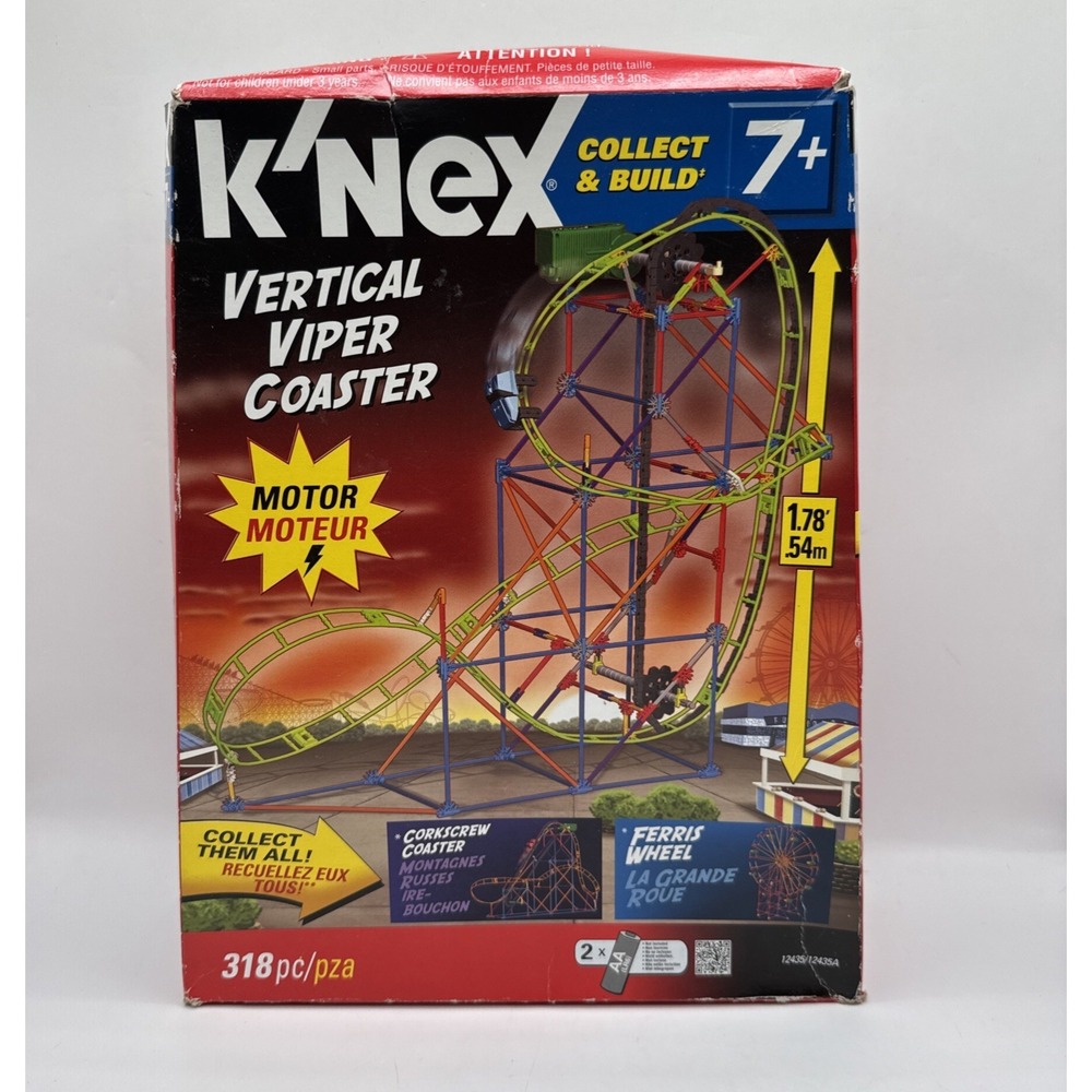 K'NEX Vertical Viper Coaster With Motor 2010 KNEX 318pc Building Set Model 12435